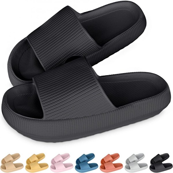 2-pack badskor för män och kvinnor, supersoft, halkfria badskor, svart, storlek 36-37