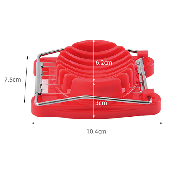 Munanleikkuri kovaksi keitetyille munille, helppokäyttöinen, kestävä runko ruostumattomasta teräksestä valmistettujen langoiden kanssa, liukumattomat jalat, konepesun kestävä, BPA-vapaa (punainen)