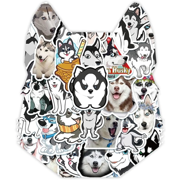 Husky Dog-klistermärken med 50 vinyldekaler för bärbar dator