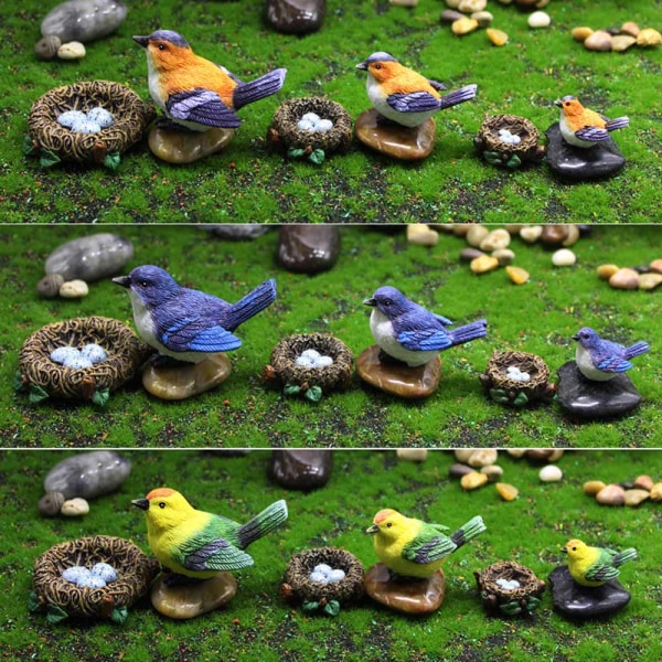 Fairy Garden Bird Ornament Handmålad DIY Mini Garden Decor fo