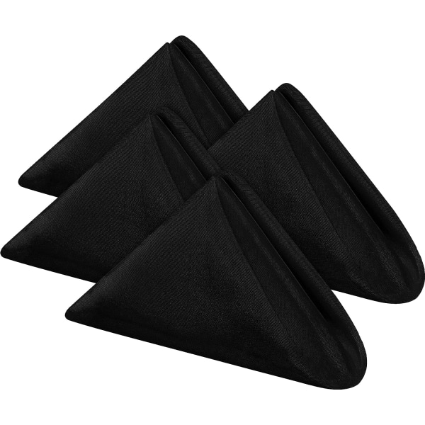 Tygservetter [24-pack, svart] - 43 x 43 cm, 100% polyester, kantade, tvättbara, passar fest, bröllop, middag