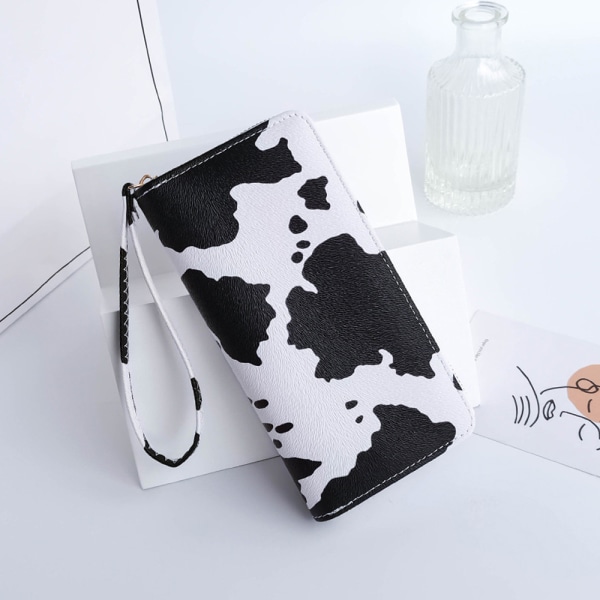 Ko- printed plånbok för kvinnor, flickor. Söta snygga läderväskor