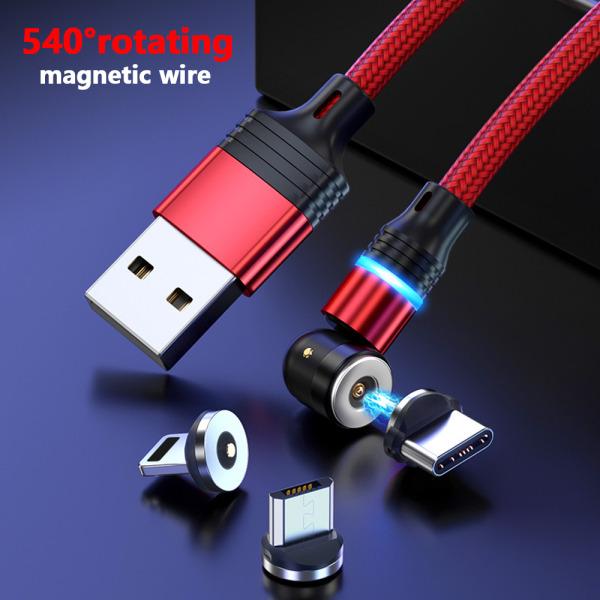 3 st USB magnetisk laddningskabel - Slitstark nylon sladd