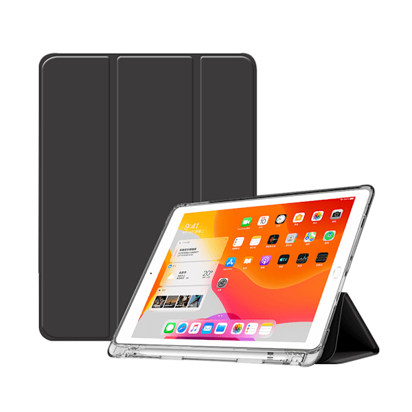 Fodral Kompatibelt med iPad Air4/5 (10.9 tum) med Pennhållare, Transparent Fodral, Automatisk Sömn/Vakna black