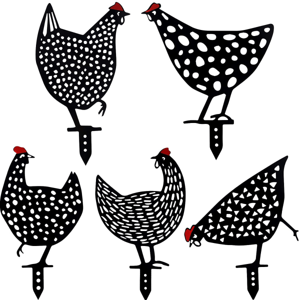 [5-pack] Dekorativa kycklinghandgjorda trädgårdsstatyer, trädgårdsfigurer Kycklingdekorativa handgjorda trädgårdsprydnader, Utomhusträdgård Bakgård gräsmatta