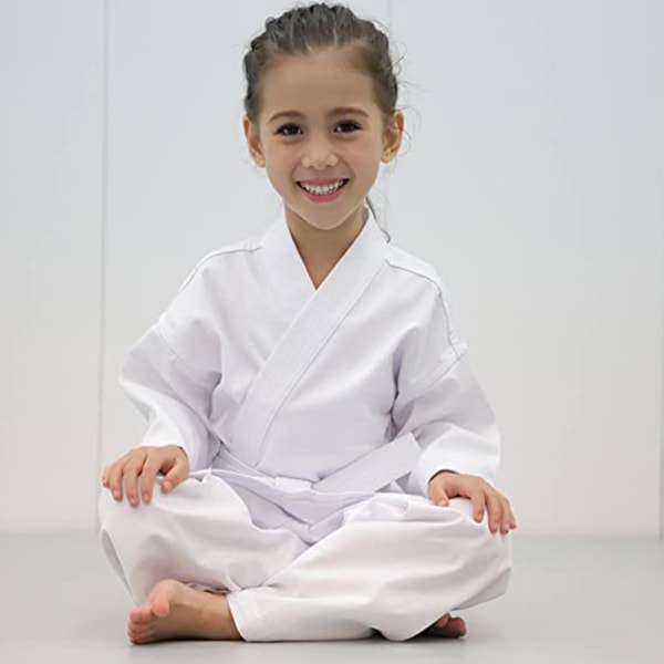 Karateuniform med gratis belte, hvit karategi for barn og voksne