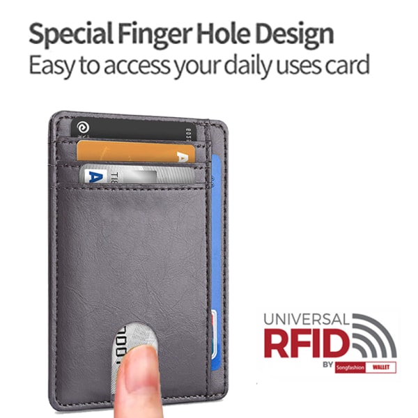 Clip lommebok foran lomme minimalistisk skinn med RFID blokkering