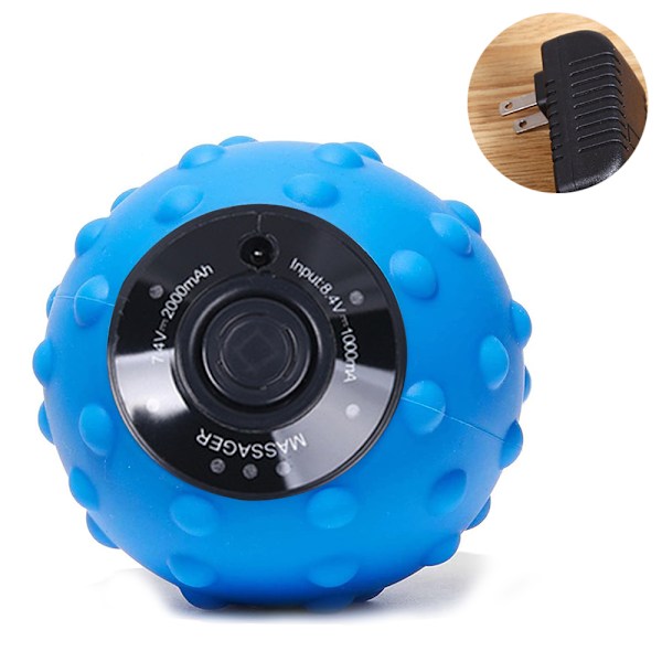 4-Speed Vibrating Massage Ball Roller ， Rechargeable for Deep Tissue, Back Pain, Arch Pain, Muscle Pain Relief, Myofascial Release, Trigger Point Blue