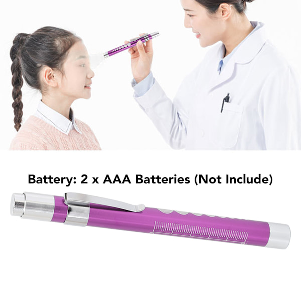 LED Lommelygte Hvid Belysning Konkav Hoved Aluminium Legering Medicinsk Pen Light til Hals Lilla