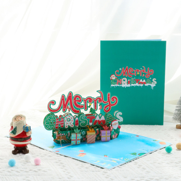 Glædelig Jul Pop Up-kort, 3D Pop Up-lykønskningskort til jul