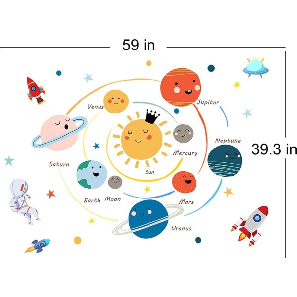 Space Planet veggklistremerker for barnerom, baby og barnerom Wal