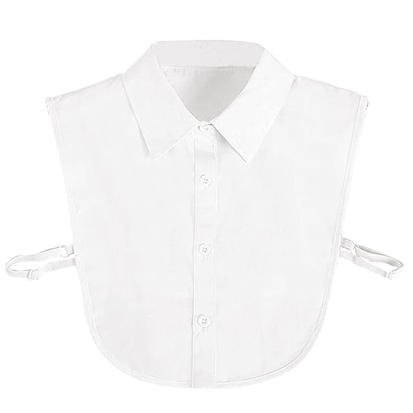 Dame Halv Skjorte Bluser med Aftagelig Krave Dame Bluser Krave Bomuld Krave (Hvid, Sort)