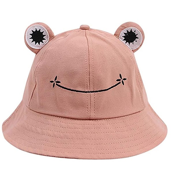 Sød Foldbar Frø Fiskerhat, Udendørs Bomulds Spandhat Solhat, Åndbar og Komfortabel Unisex Strandhat Sommerhat