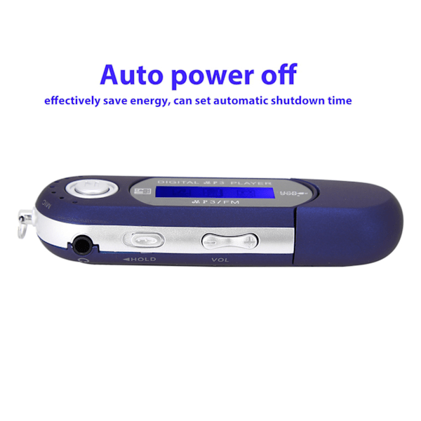 Portable Music MP3 USB Player With LCD Screen FM Radio Voice Memory Card Blue