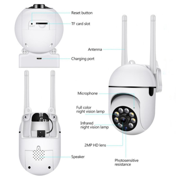 Säkerhetskamera, trådlös WiFi-kamera för hemmasäkerhetssystem