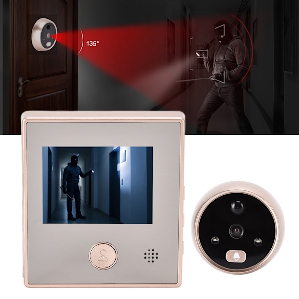 Smart Video Doorbell 2.8in TFT LCD Screen 135° Wide Angle Infrared Night Vision Camera for Home Security