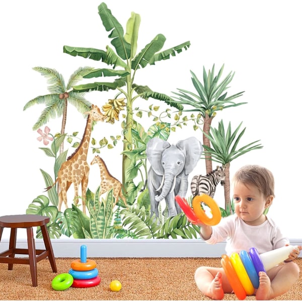 Eläinseinätarrat Metsäpuuseinätarra, Eläinten seinätarra lastenhuoneeseen, Kettupeura seinäkoristelu Baby lastenhuone