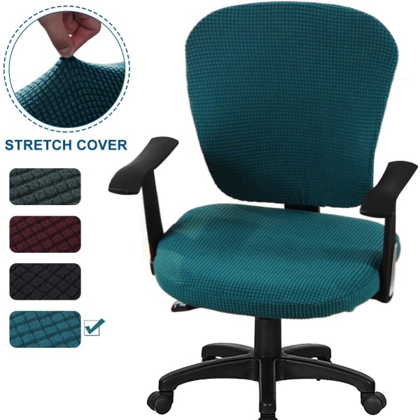 Kontorstoltrekk 4 deler strekkbart datamaskinkontorstoltrekk Universal stolsetetrekk Strekkbar roterende stol Green