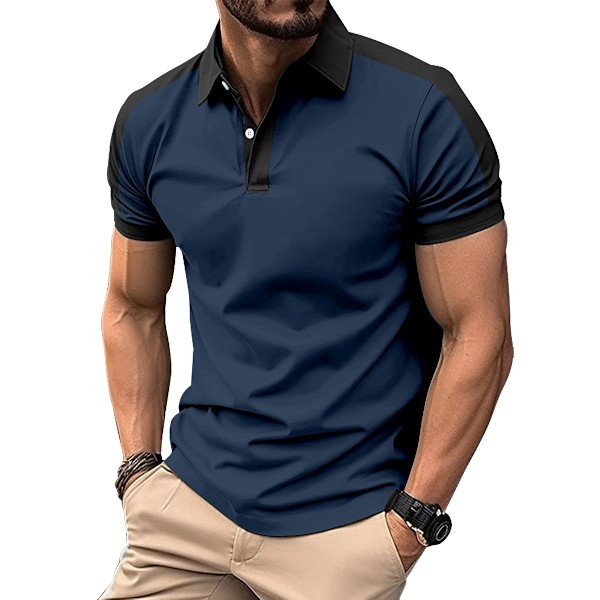 Mens Casual Polo Shirts Classic Short Sleeve Golf Shirt Fashion Button Top