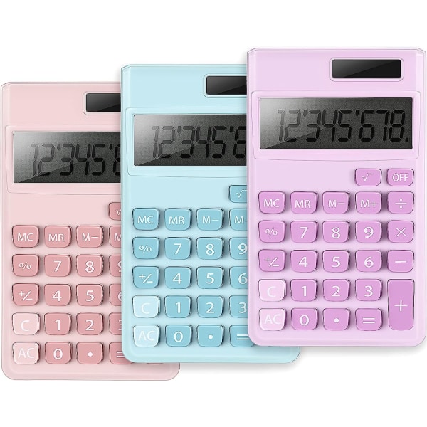 3 stk Minikalkulator Lommestørrelse Kalkulator Elektrisk Digital