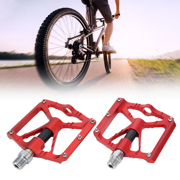 2 stk. Mountainbike Pedaler Anti-Slip Aluminium Legering Letvægts Cykel Flade Pedaler Rød