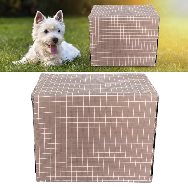 Dog Kennel Cover AntiMosquito Dustproof Oxford Dog Cage Cover for Outdoor Pet Kennel(Grid S:24inches)