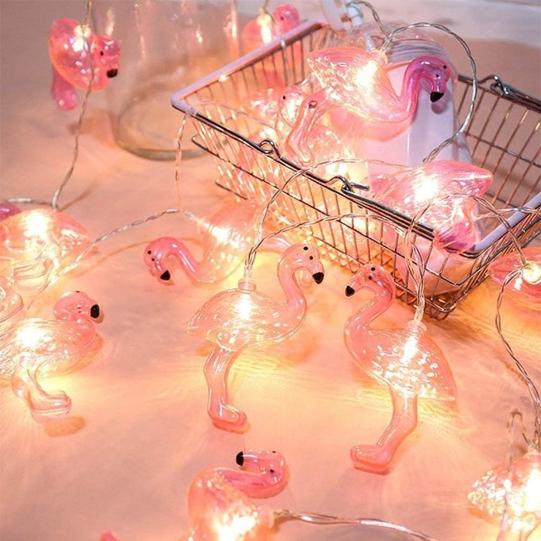 DOMESTAR Vaaleanpunaiset Flamingo Valot, Ulkokäyttöön LED String Lights 3m Set