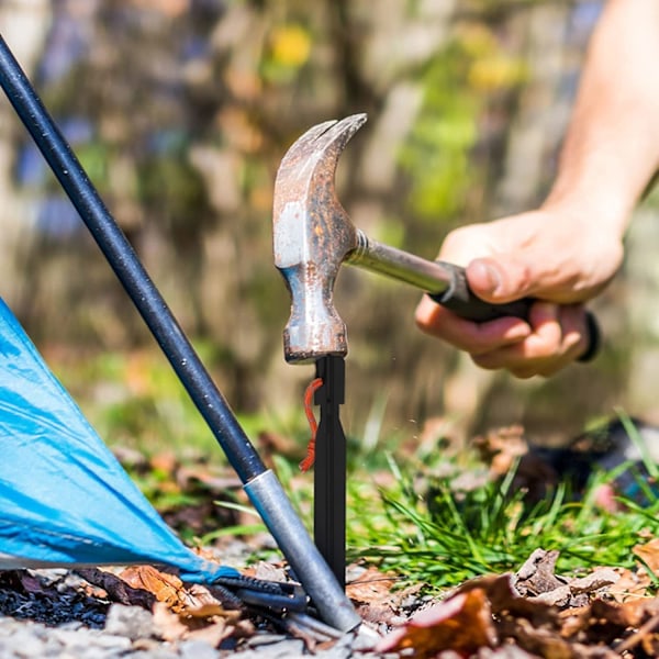 Udendørs telt baldakin gardin jordspids aluminium legering klud taske sæt camping camping trekantet stærk telt spids med reb (sort, pakke af 24)