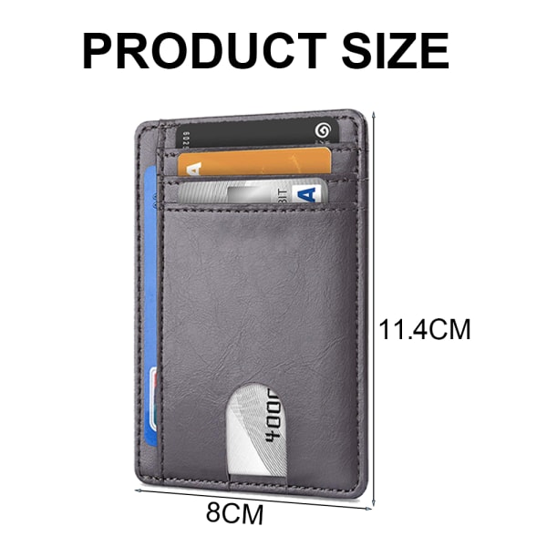 Clip lommebok foran lomme minimalistisk skinn med RFID blokkering