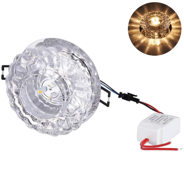 Crystal LED Downlight, 5W infälld taklampa med bländare,