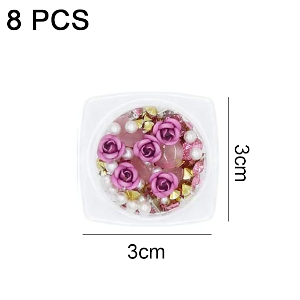 Neglekunst 3D Rose Rhinestones Sæt, Blandede Ædelstene Metal Blomster Charms Perle til Negle Dekoration Kvinder Pige DIY Negle Design Håndværk Dekoration