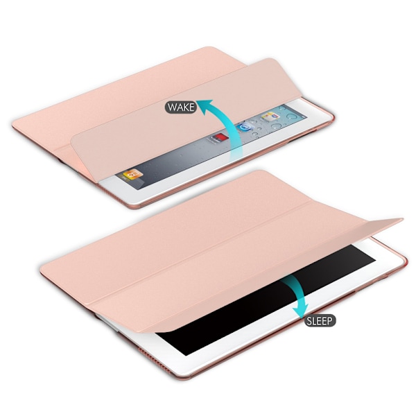 Etui til iPad 2 / 3 / 4 - Ultralet Slim Smart Shell Stativ Cover med Translucent Frostbagside Beskytter (Med Auto Wake / Sleep)