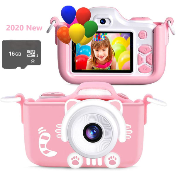 Barnekamera, digitalt fotokamera Selfie og videokamera med