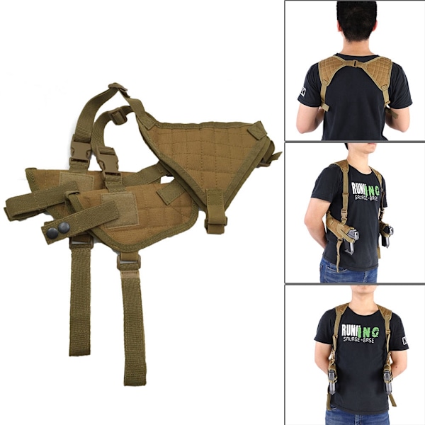 Dobbel skulderholster for pistol, venstre/høyre hånd, under arm, khaki