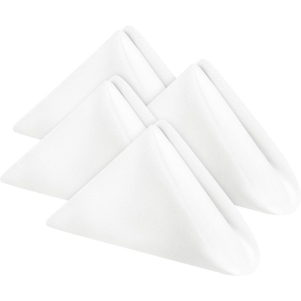 Tygservetter [24-pack, vit] - 43 x 43 cm, 100% polyester, kantade, tvättbara, passar fest, bröllop, middag