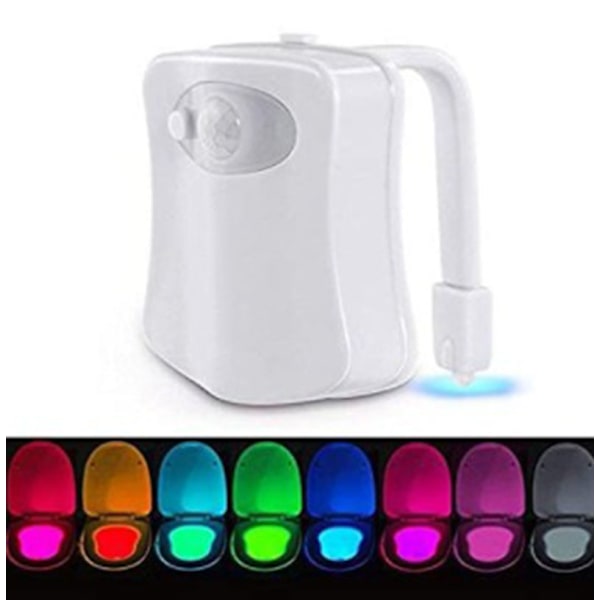 LED-toalettlampa, rörelsesensor toalett nattlampa batteridriven toalettlampa toalettbelysning 8 färger för badrum hem
