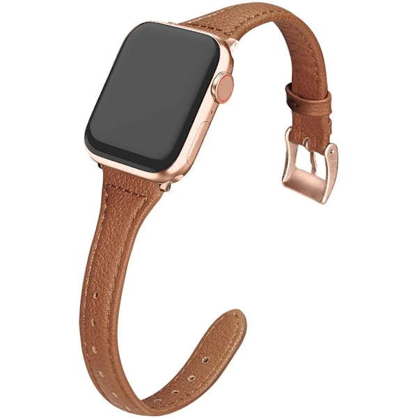 Kompatibel Apple Watch Rem 38mm 40mm 42mm 44mm Kvinder, Slank Ægte Læder Urrem Udskiftning til iWatch SE Serie 6 5 4 3 2 1