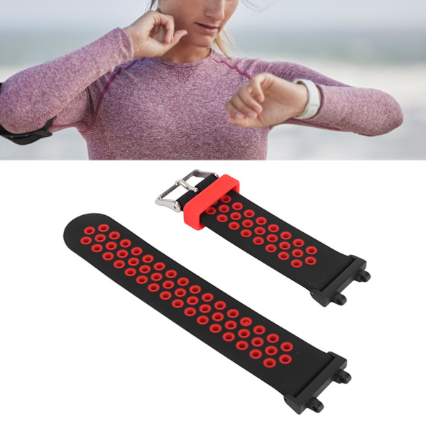 Silicone Band Waterproof Breathable Smart Watch Strap Replacement Accessory Fit for Amazfit T Rex 2 Black and Red