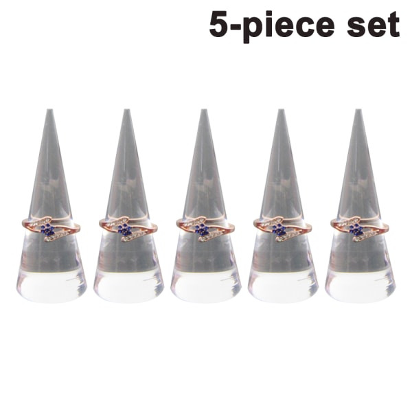 5 Pack Cone Shape Acryl Solid Ring Display til smykker