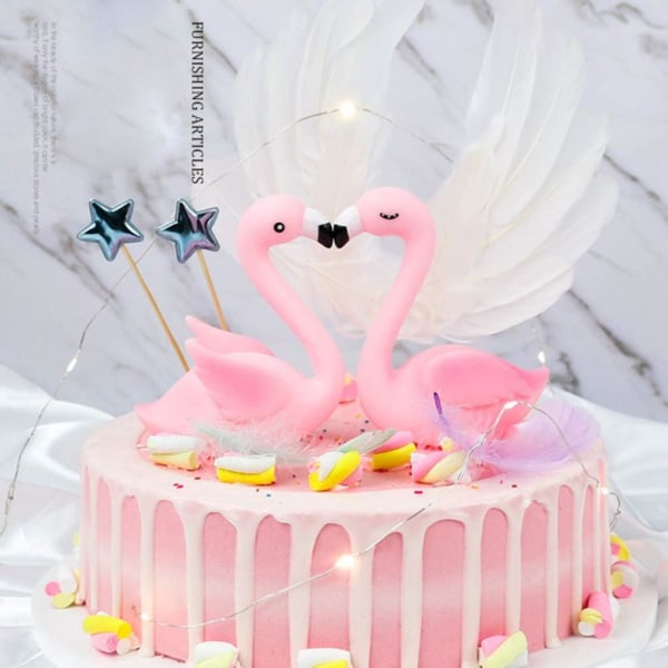 4st Mini Flamingo Statyer Påsk Cupcake Toppers, Mini