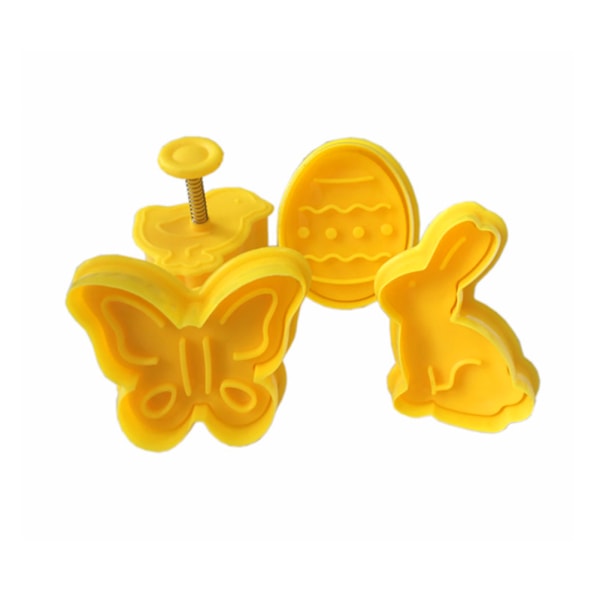 4pcs/set Plastic Cutters Cute Butterfly Rabbit Chick Easter Egg Shape Fondant Cutter Biscuit Cake Mold