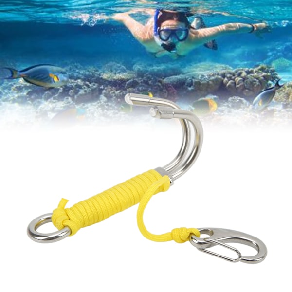 Drift Hook Scuba Diving Double Dual Stainless Steel Drift Hook with Line for Cave DiveYellow