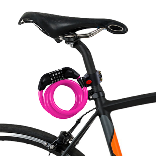 Elektrisk Cykel Lås, Femcifret Kode Mountainbike Stang Tråd Ring Lås Tyverisikring Cykelkæde Fleksibel Stål Sikkerhedskabel Lås (Pink)