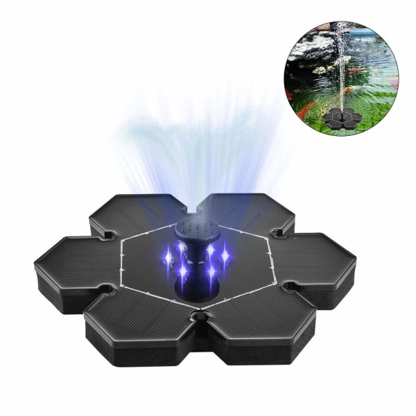 2,4W solfontänpump för fågelbad med ledbelysning Solpanelsats Vattenpump Inbyggt litiumbatteri Bärbar, oberoende vattenpumpar för dykning