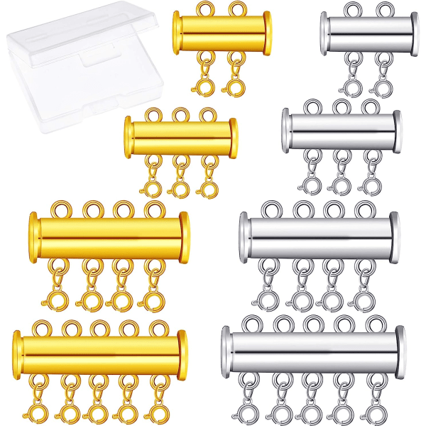 8 delar 4 storlekar Skjutlås Lås Halsband Connector Multi Stran