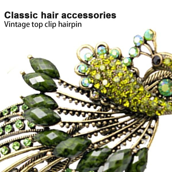 Naisten riikinkukon muotoiset strassikivet, ranskalaiset barrette-hiukset