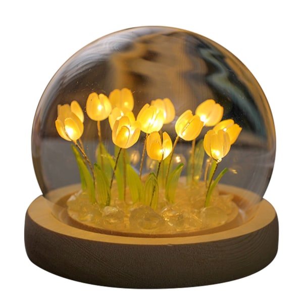 Fire-farvet 9-blomster glasafdækning tulipan glas natlampe skrivebord