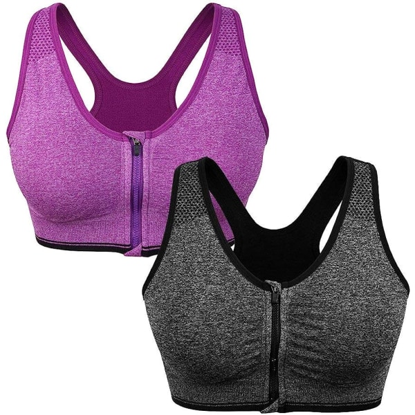 Women's Zip Front Sports Bra Wireless Post-Surgery Bra Active