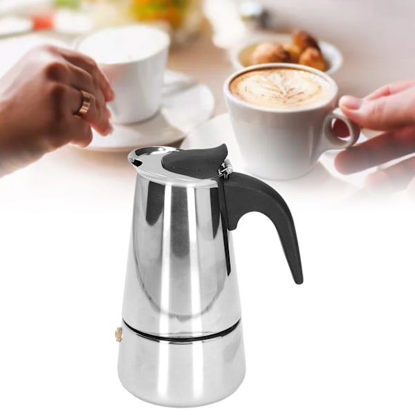 Moka Pot Matkvalitet Rostfritt Stål Spishäll Italiensk Kaffetillverkare för Hem Resa Kontor(304) Nr 4 Kruka 200ML