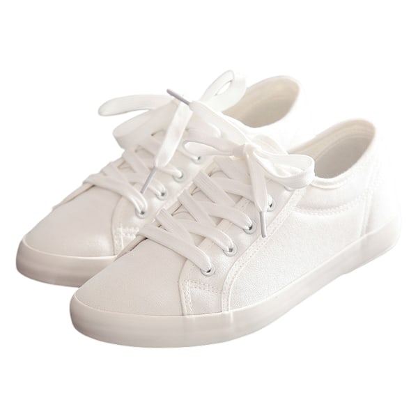 Womens White Synthetic Leather Sneakers,Low Top White Shoes,Casual Tennis Shoes